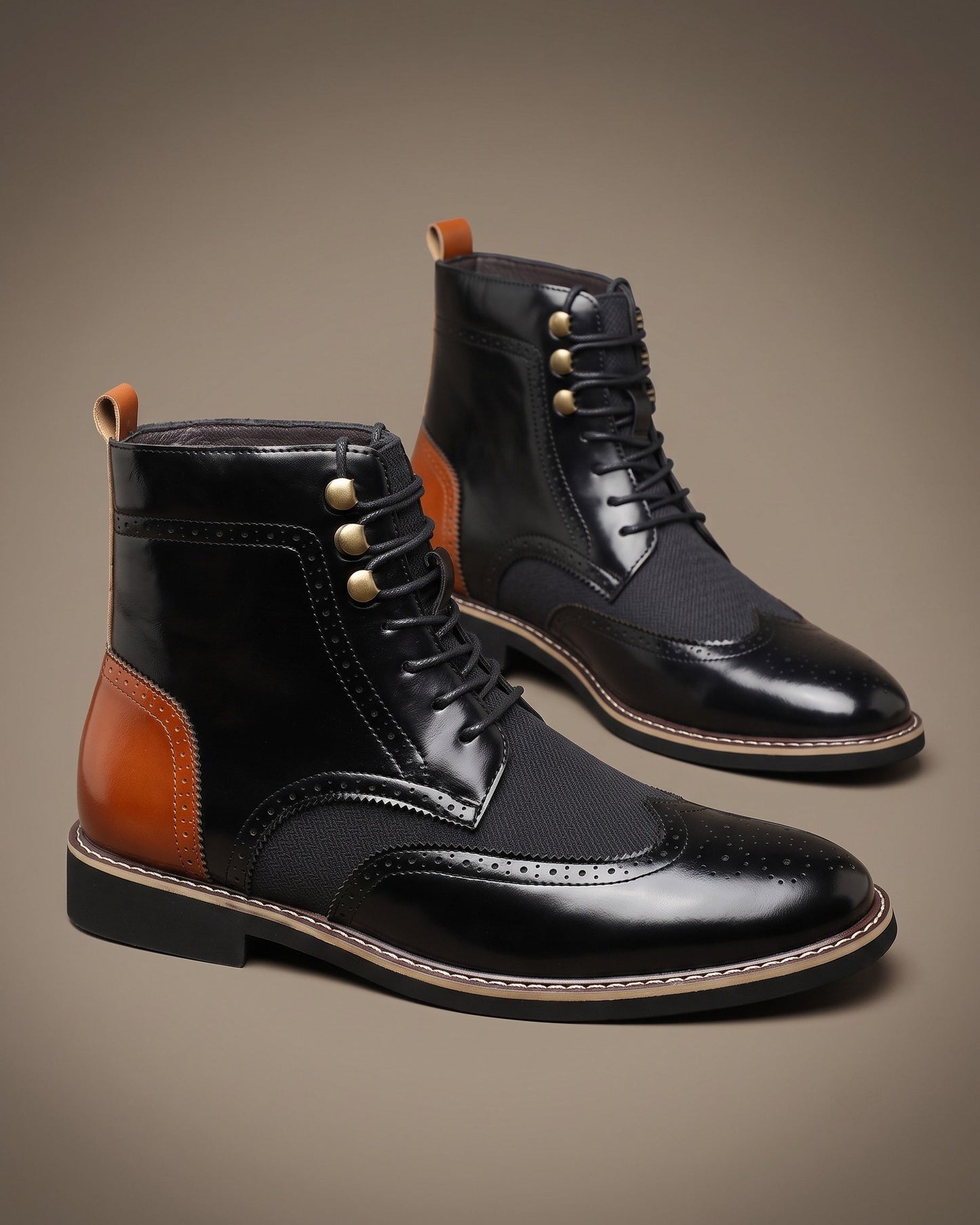 Giulio Faux Leather Wingtip Brogue Boots