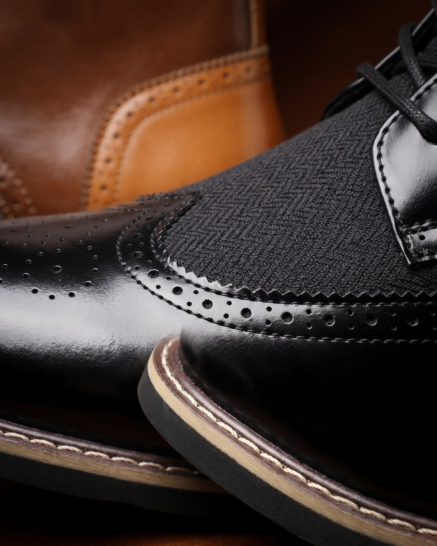 Giulio Faux Leather Wingtip Brogue Boots