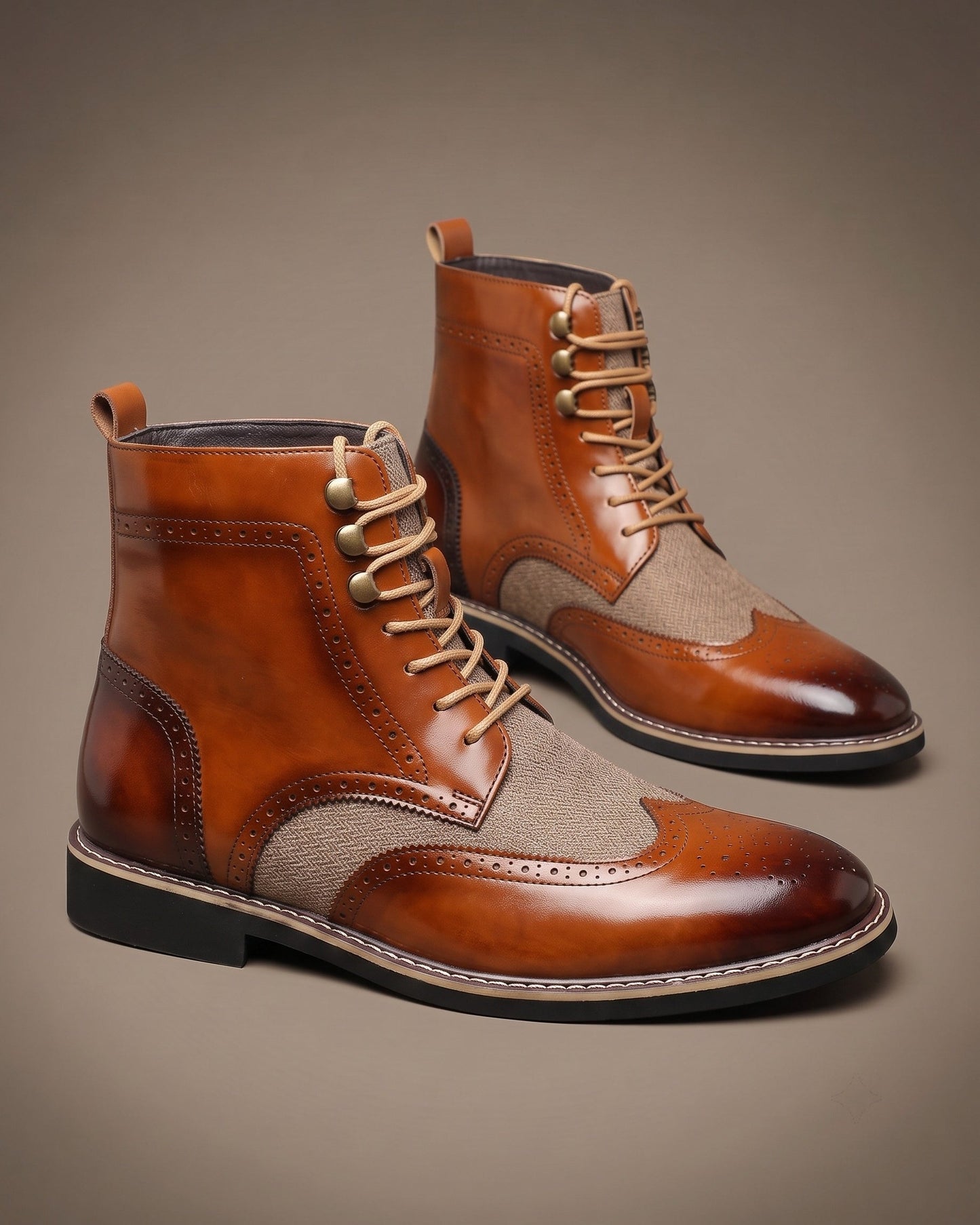 Giulio Faux Leather Wingtip Brogue Boots