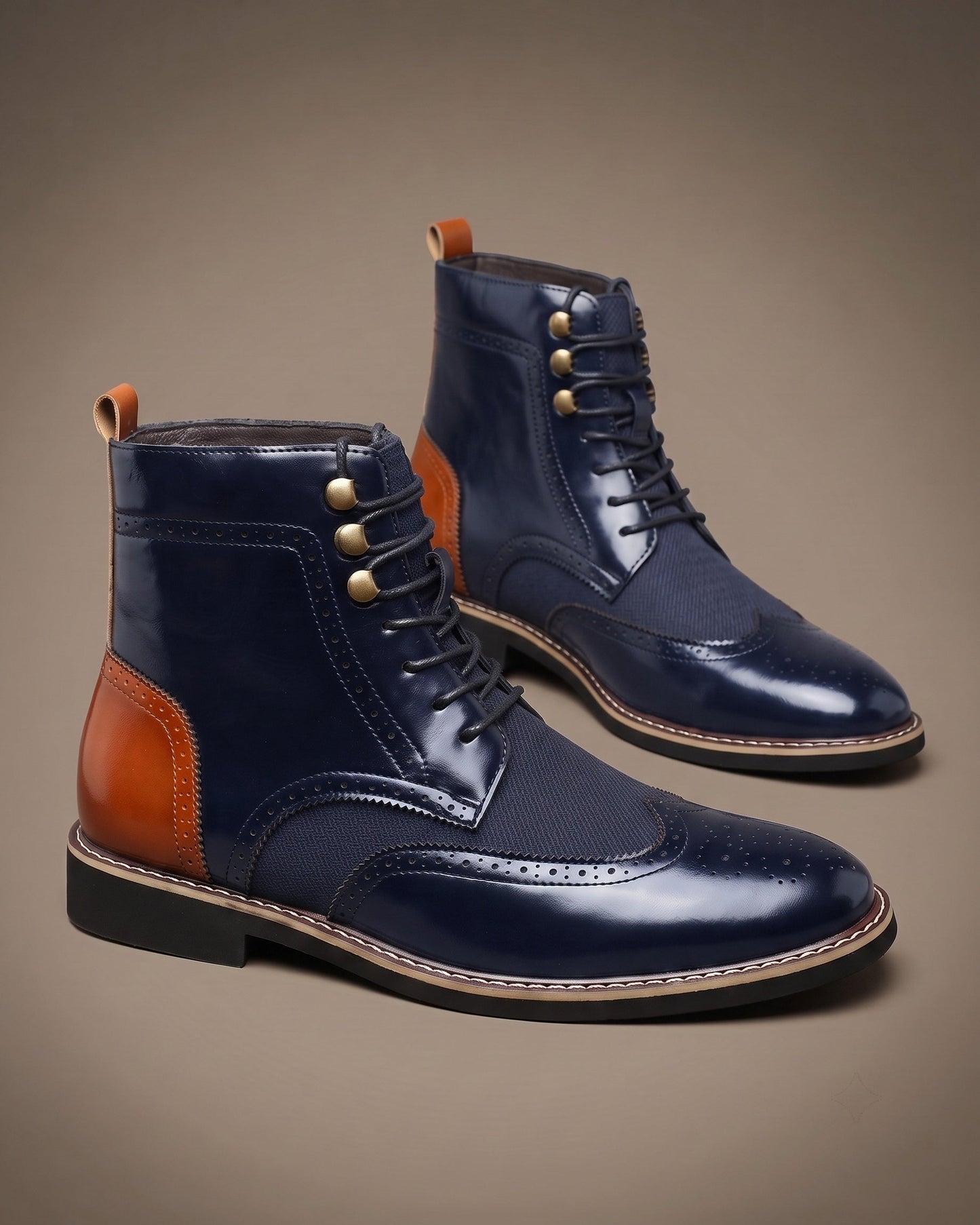 Giulio Faux Leather Wingtip Brogue Boots